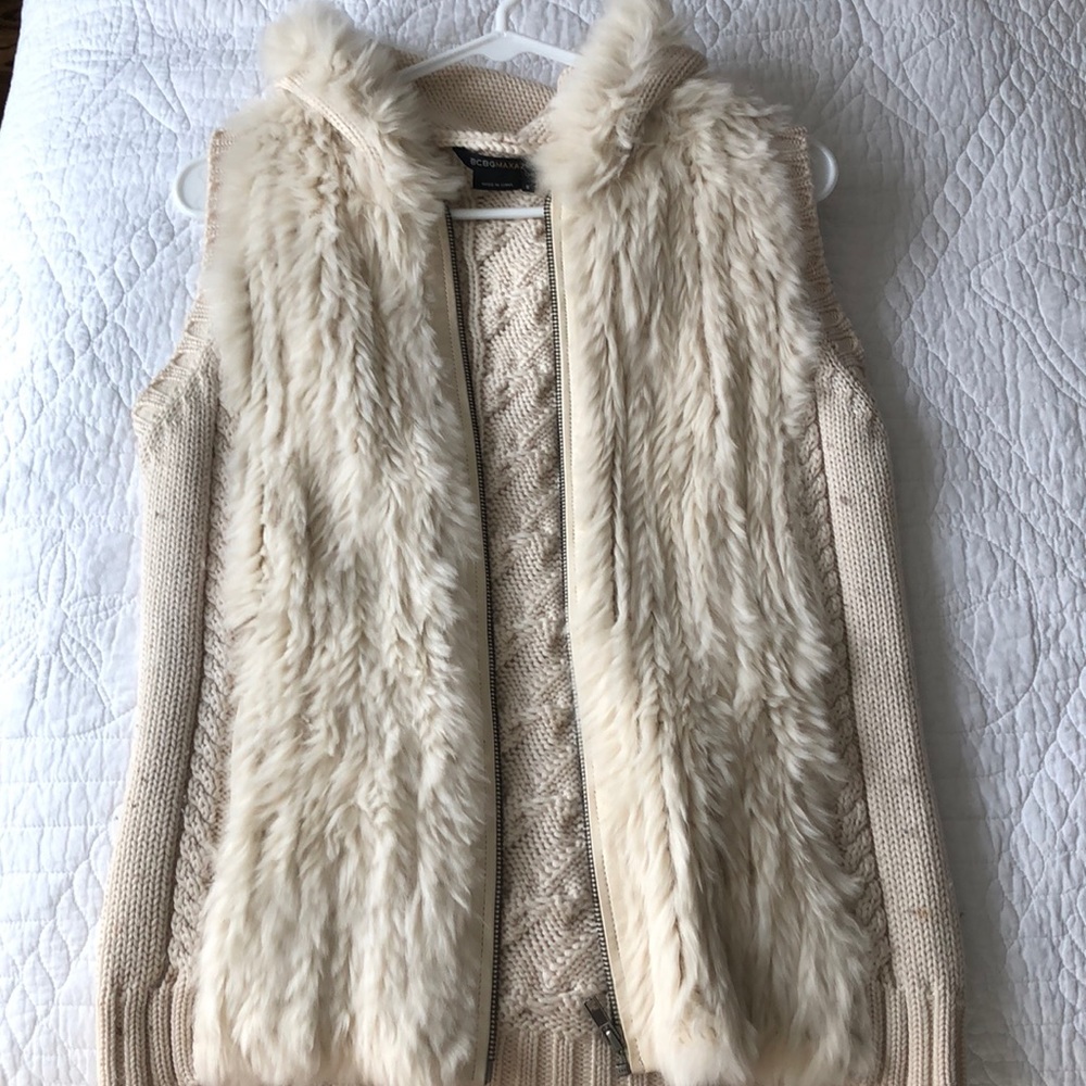 Cream colored fur vest (real fur) - BCBG